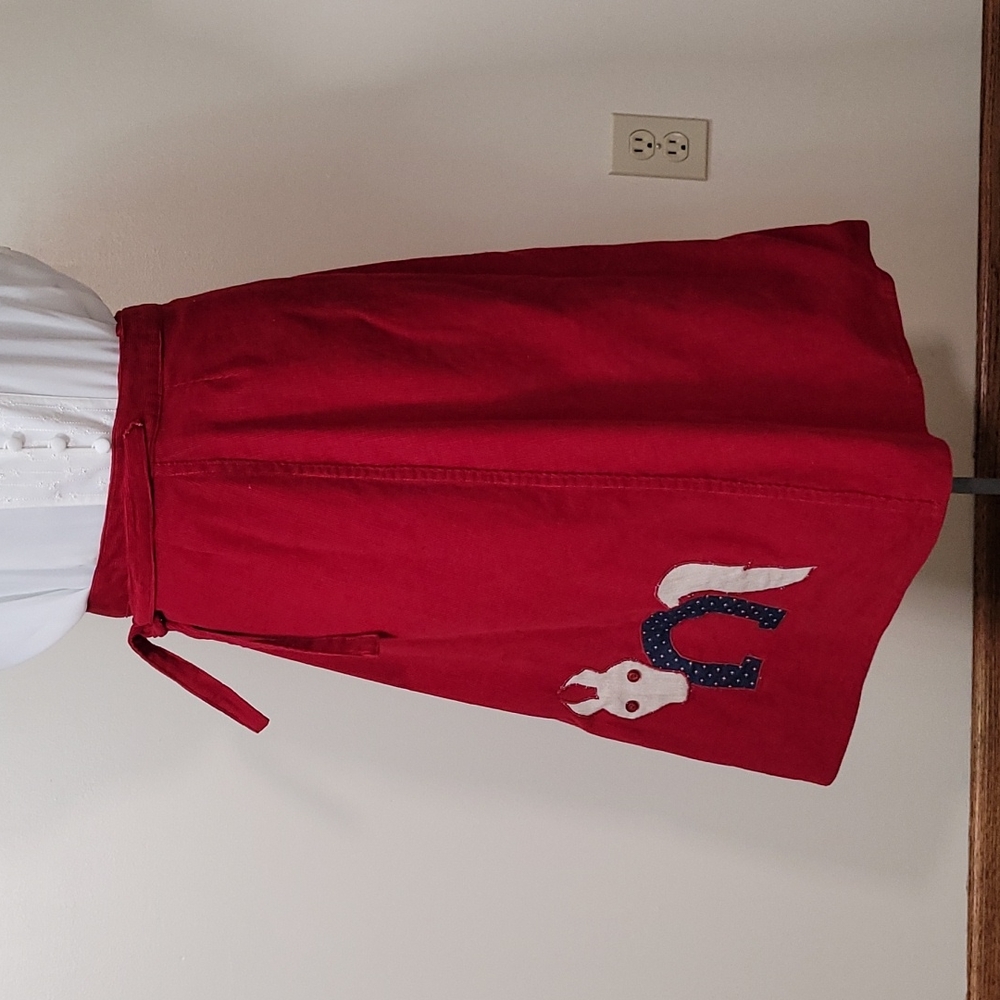 So Cute Vintage Corduroy Wrap Skirt Appliqued Horse Equestrian Burgundy